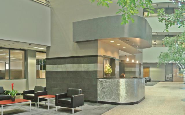 Interior photo of main lobby reception area at Tower Place